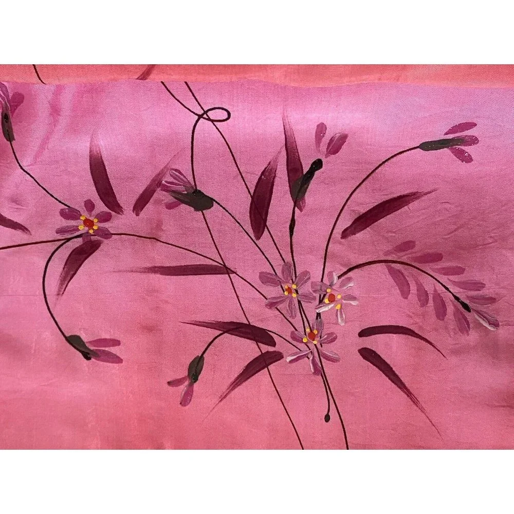 100% Silk Hand‎ Painted Rectangular Scarf Dragonfly Design 16